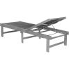 SAFAVIEH Outdoor Collection Manteca Brown Solid Wood/White Texline Fabric Adjustable Chaise Lounge Chair (PAT6708A)(Ash Grey / Black)