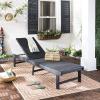 SAFAVIEH Outdoor Collection Manteca Brown Solid Wood/White Texline Fabric Adjustable Chaise Lounge Chair (PAT6708A)(Dark Slate Gray / Black)