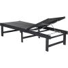 SAFAVIEH Outdoor Collection Manteca Brown Solid Wood/White Texline Fabric Adjustable Chaise Lounge Chair (PAT6708A)(Dark Slate Gray / Black)