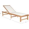 SAFAVIEH Outdoor Collection Manteca Brown Solid Wood/White Texline Fabric Adjustable Chaise Lounge Chair (PAT6708A)(Natural / White)