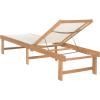 SAFAVIEH Outdoor Collection Manteca Brown Solid Wood/White Texline Fabric Adjustable Chaise Lounge Chair (PAT6708A)(Natural / White)