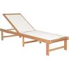 SAFAVIEH Outdoor Collection Manteca Brown Solid Wood/White Texline Fabric Adjustable Chaise Lounge Chair (PAT6708A)(Natural / White)