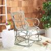SAFAVIEH Outdoor Collection Medrano Victorian Rustic Brown Wrought Iron Rocking Chair(Antique Dark Green)
