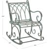 SAFAVIEH Outdoor Collection Medrano Victorian Rustic Brown Wrought Iron Rocking Chair(Antique Dark Green)