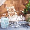 SAFAVIEH Outdoor Collection Medrano Victorian Rustic Brown Wrought Iron Rocking Chair(Antique White)
