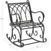 SAFAVIEH Outdoor Collection Medrano Victorian Rustic Brown Wrought Iron Rocking Chair(Black Rust)