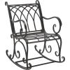 SAFAVIEH Outdoor Collection Medrano Victorian Rustic Brown Wrought Iron Rocking Chair(Black Rust)