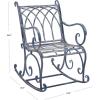 SAFAVIEH Outdoor Collection Medrano Victorian Rustic Brown Wrought Iron Rocking Chair(Mossy Blue)