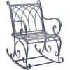 SAFAVIEH Outdoor Collection Medrano Victorian Rustic Brown Wrought Iron Rocking Chair(Mossy Blue)