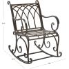 SAFAVIEH Outdoor Collection Medrano Victorian Rustic Brown Wrought Iron Rocking Chair(Rustic Brown)