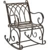SAFAVIEH Outdoor Collection Medrano Victorian Rustic Brown Wrought Iron Rocking Chair(Rustic Brown)