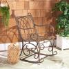SAFAVIEH Outdoor Collection Medrano Victorian Rustic Brown Wrought Iron Rocking Chair(Rustic Brown)
