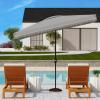 SAFAVIEH Outdoor Collection Milan Yellow 7 x 10 Ft Rectangular Auto Tilt UV Protected Umbrella(Grey)