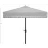 SAFAVIEH Outdoor Collection Milan Yellow Fringe Square Crank Auto Tilt Umbrella for Backyard, Patio, Deck, Poolside(Gray)