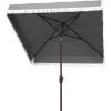 SAFAVIEH Outdoor Collection Milan Yellow Fringe Square Crank Auto Tilt Umbrella for Backyard, Patio, Deck, Poolside(Gray)
