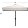 SAFAVIEH Outdoor Collection Milan Yellow Fringe Square Crank Auto Tilt Umbrella for Backyard, Patio, Deck, Poolside(Ivory)