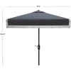 SAFAVIEH Outdoor Collection Milan Yellow Fringe Square Crank Auto Tilt Umbrella for Backyard, Patio, Deck, Poolside(Navy/White)
