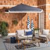 SAFAVIEH Outdoor Collection Milan Yellow Fringe Square Crank Auto Tilt Umbrella for Backyard, Patio, Deck, Poolside(Navy/White)