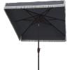 SAFAVIEH Outdoor Collection Milan Yellow Fringe Square Crank Auto Tilt Umbrella for Backyard, Patio, Deck, Poolside(Navy/White)