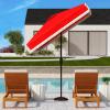 SAFAVIEH Outdoor Collection Milan Yellow Fringe Square Crank Auto Tilt Umbrella for Backyard, Patio, Deck, Poolside(Red)