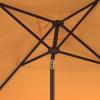 SAFAVIEH Outdoor Collection Milan Yellow Fringe Square Crank Auto Tilt Umbrella for Backyard, Patio, Deck, Poolside(Yellow)
