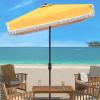 SAFAVIEH Outdoor Collection Milan Yellow Fringe Square Crank Auto Tilt Umbrella for Backyard, Patio, Deck, Poolside(Yellow)