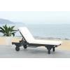 SAFAVIEH Outdoor Collection Newport Natural/ Beige Cushion Built-in Side Table Adjustable Chaise Lounge Chair(Black / Beige)