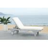 SAFAVIEH Outdoor Collection Newport Natural/ Beige Cushion Built-in Side Table Adjustable Chaise Lounge Chair(Grey / Beige)