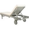 SAFAVIEH Outdoor Collection Newport Natural/ Beige Cushion Built-in Side Table Adjustable Chaise Lounge Chair(Grey / Beige)