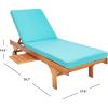 SAFAVIEH Outdoor Collection Newport Natural/ Beige Cushion Built-in Side Table Adjustable Chaise Lounge Chair(Natural / Aqua)