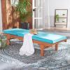 SAFAVIEH Outdoor Collection Newport Natural/ Beige Cushion Built-in Side Table Adjustable Chaise Lounge Chair(Natural / Aqua)