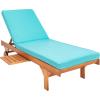 SAFAVIEH Outdoor Collection Newport Natural/ Beige Cushion Built-in Side Table Adjustable Chaise Lounge Chair(Natural / Aqua)