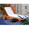 SAFAVIEH Outdoor Collection Newport Natural/ Beige Cushion Built-in Side Table Adjustable Chaise Lounge Chair(Natural / Beige)