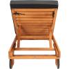 SAFAVIEH Outdoor Collection Newport Natural/ Beige Cushion Built-in Side Table Adjustable Chaise Lounge Chair(Natural / Black)