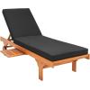 SAFAVIEH Outdoor Collection Newport Natural/ Beige Cushion Built-in Side Table Adjustable Chaise Lounge Chair(Natural / Black)
