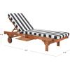SAFAVIEH Outdoor Collection Newport Natural/ Beige Cushion Built-in Side Table Adjustable Chaise Lounge Chair(Natural / Black Stripe)