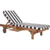 SAFAVIEH Outdoor Collection Newport Natural/ Beige Cushion Built-in Side Table Adjustable Chaise Lounge Chair(Natural / Black Stripe)
