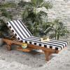 SAFAVIEH Outdoor Collection Newport Natural/ Beige Cushion Built-in Side Table Adjustable Chaise Lounge Chair(Natural / Black Stripe)
