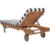 SAFAVIEH Outdoor Collection Newport Natural/ Beige Cushion Built-in Side Table Adjustable Chaise Lounge Chair(Natural / Black Stripe)