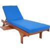 SAFAVIEH Outdoor Collection Newport Natural/ Beige Cushion Built-in Side Table Adjustable Chaise Lounge Chair(Natural / Blue)