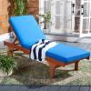 SAFAVIEH Outdoor Collection Newport Natural/ Beige Cushion Built-in Side Table Adjustable Chaise Lounge Chair(Natural / Blue)