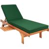 SAFAVIEH Outdoor Collection Newport Natural/ Beige Cushion Built-in Side Table Adjustable Chaise Lounge Chair(Natural / Green)