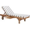 SAFAVIEH Outdoor Collection Newport Natural/ Beige Cushion Built-in Side Table Adjustable Chaise Lounge Chair(Natural / Grey Striped)