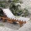 SAFAVIEH Outdoor Collection Newport Natural/ Beige Cushion Built-in Side Table Adjustable Chaise Lounge Chair(Natural / Grey Striped)
