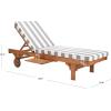 SAFAVIEH Outdoor Collection Newport Natural/ Beige Cushion Built-in Side Table Adjustable Chaise Lounge Chair(Natural / Grey Striped)