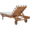 SAFAVIEH Outdoor Collection Newport Natural/ Beige Cushion Built-in Side Table Adjustable Chaise Lounge Chair(Natural / Grey Striped)