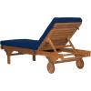 SAFAVIEH Outdoor Collection Newport Natural/ Beige Cushion Built-in Side Table Adjustable Chaise Lounge Chair(Natural / Navy)