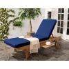 SAFAVIEH Outdoor Collection Newport Natural/ Beige Cushion Built-in Side Table Adjustable Chaise Lounge Chair(Natural / Navy)