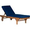 SAFAVIEH Outdoor Collection Newport Natural/ Beige Cushion Built-in Side Table Adjustable Chaise Lounge Chair(Natural / Navy)