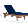 SAFAVIEH Outdoor Collection Newport Natural/ Beige Cushion Built-in Side Table Adjustable Chaise Lounge Chair(Natural / Navy)